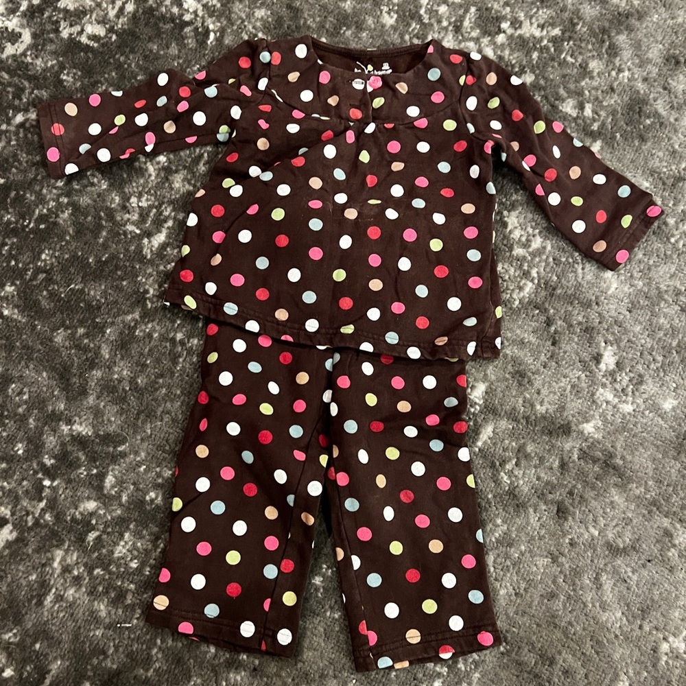 Polka Dot Kids Pajamas - Brown